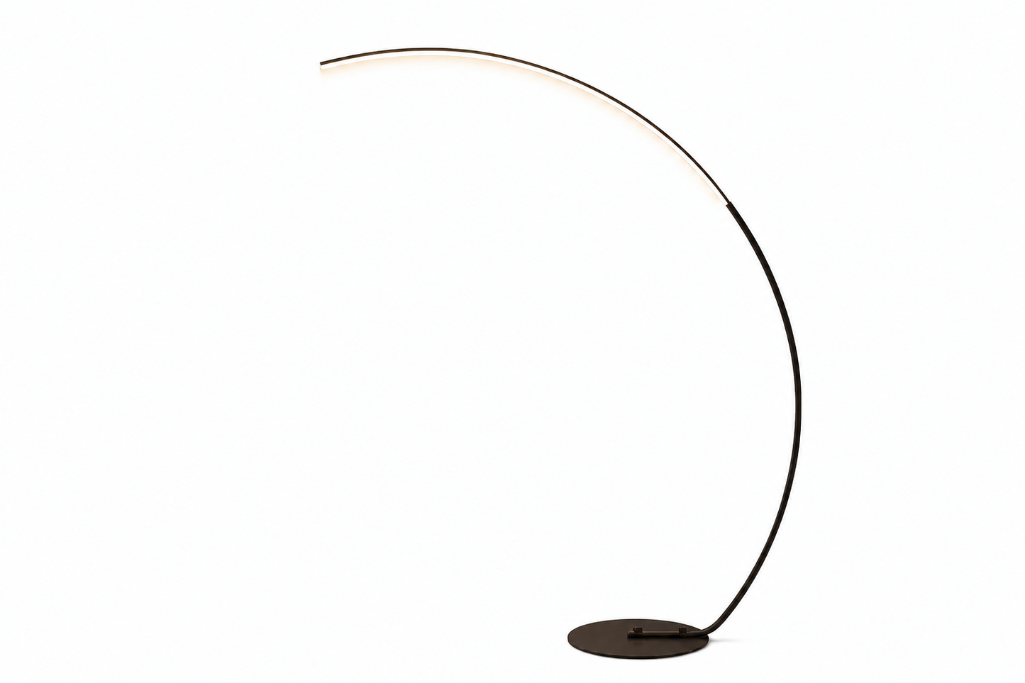 Lampadaire arc LED design nordique, vue détaillée du bandeau lumineux