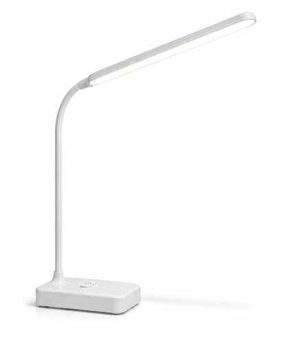 Lampe de bureau LED tactile blanche à col de cygne flexible