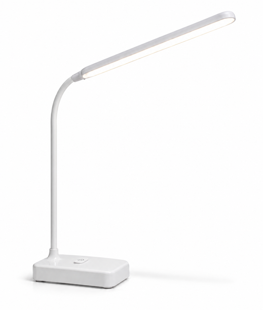 Lampe de bureau LED tactile blanche à col de cygne flexible