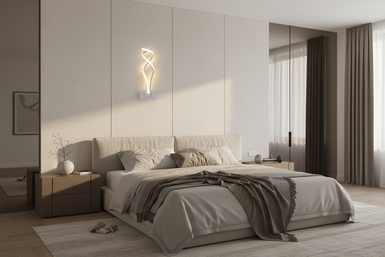 Lampe murale LED minimaliste dans une chambre luxueuse
