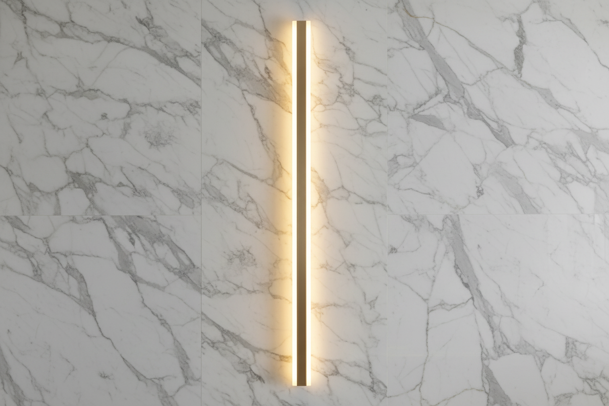 Applique Murale LED Minimaliste-Longue Bande sur mur en marbre luxe