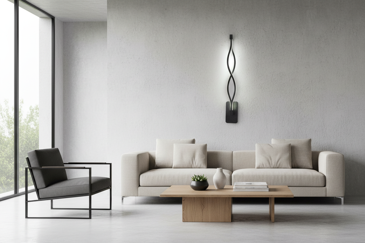 Lampe murale LED minimaliste dans un salon contemporain